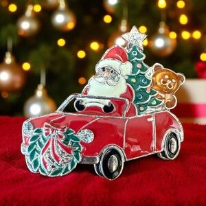 Festive Santa and Tree Brooch